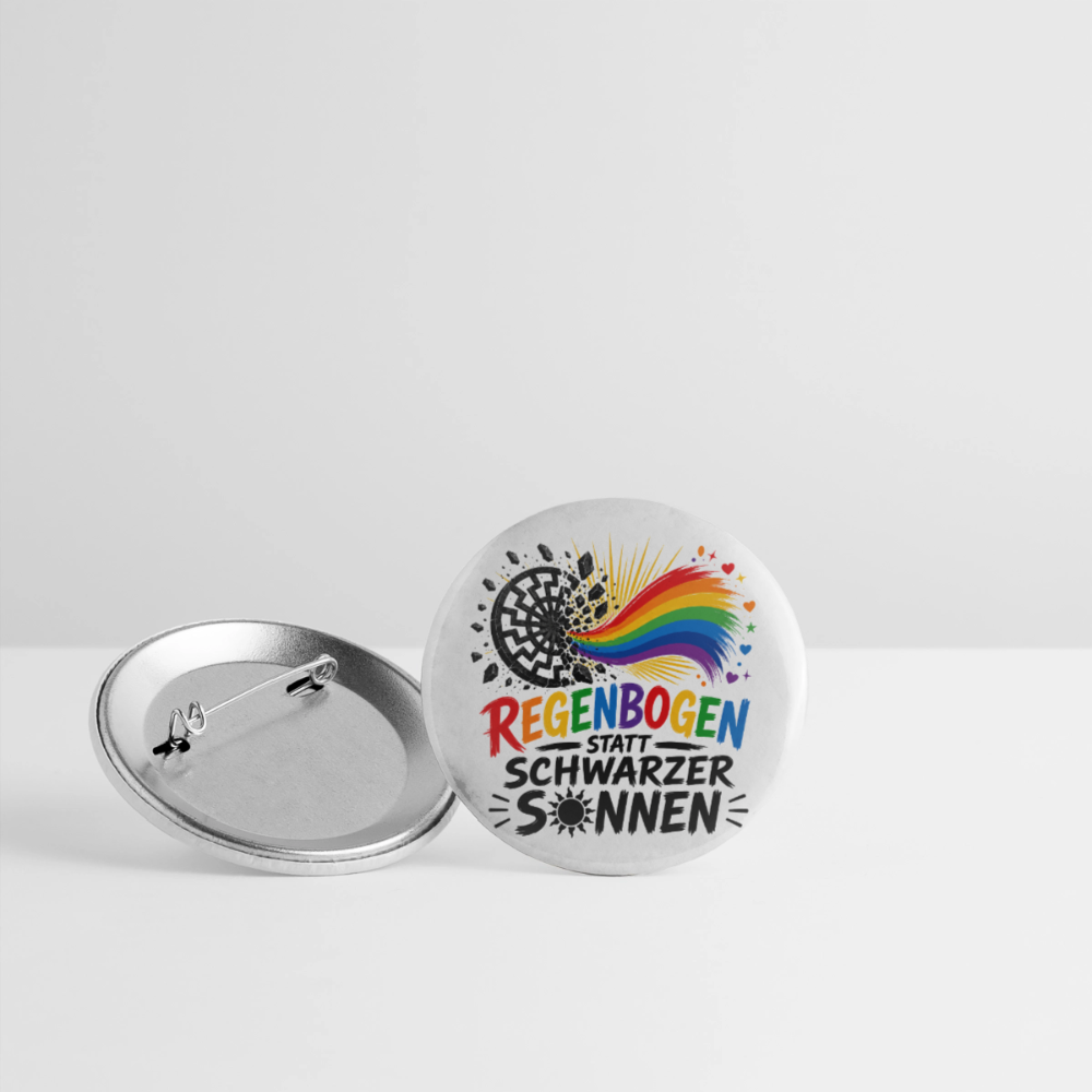 Buttons klein 25 mm (5er Pack) Regenbogen statt schwarzer Sonnen - Weiß