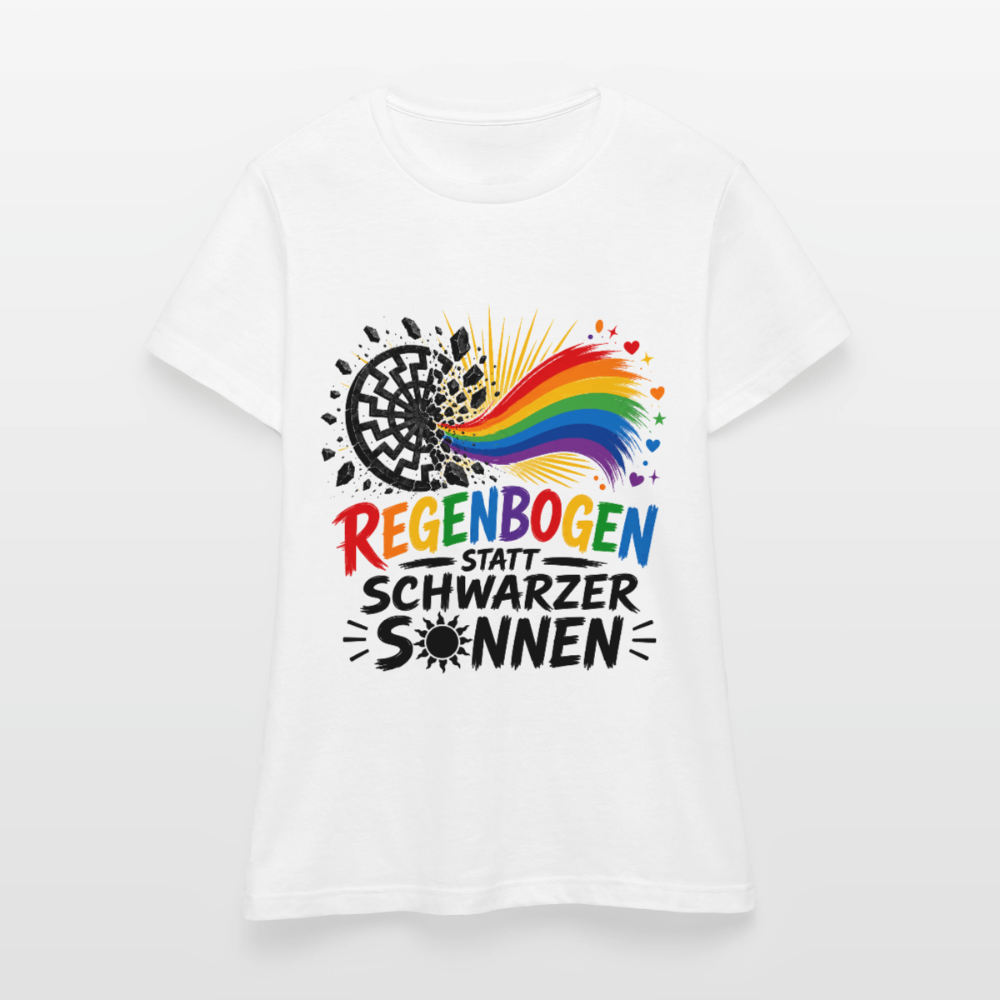 Weißes Frauen T-Shirt Regenbogen statt schwarzer Sonnen Shirt - Weiß