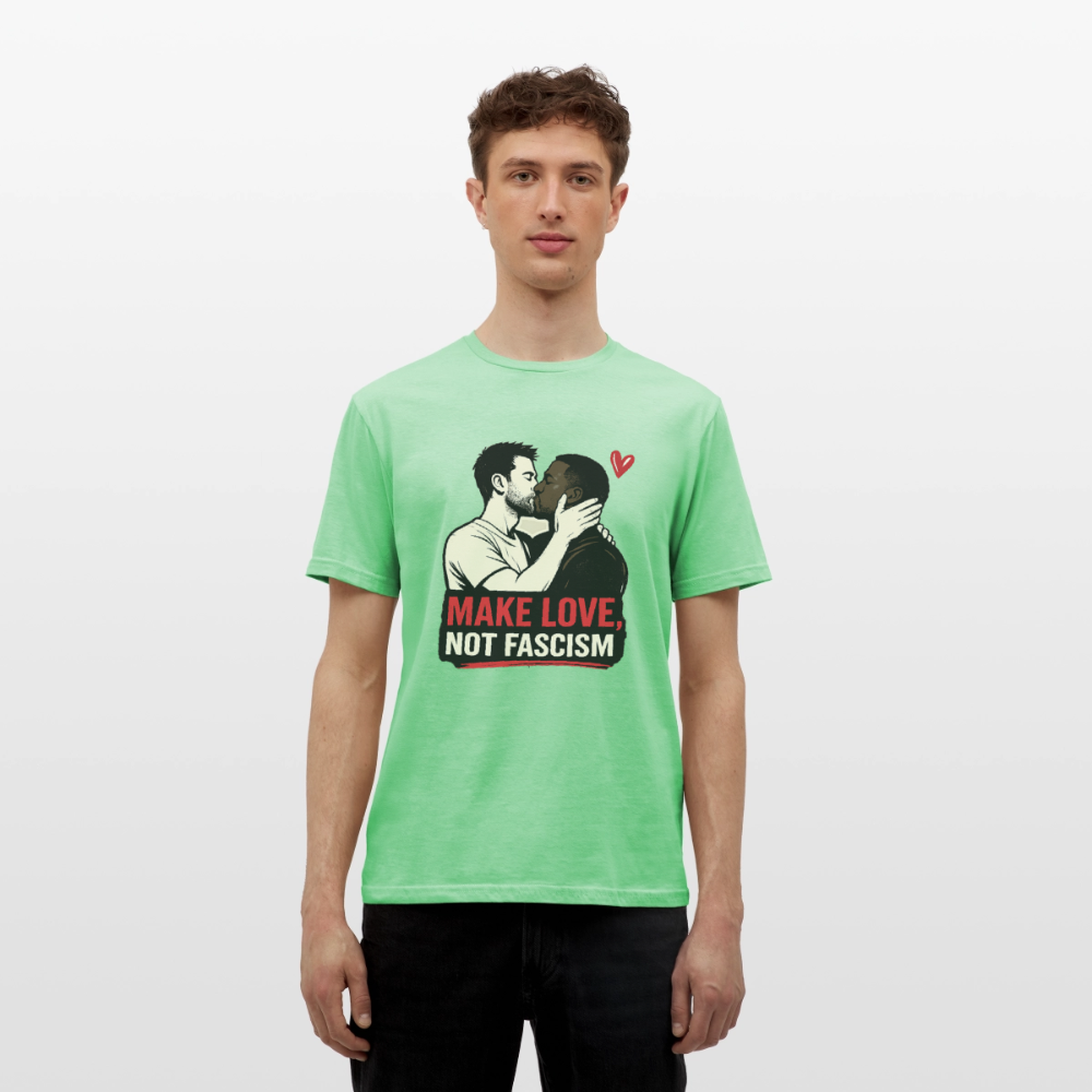 Herren Make Love Not Fascism T-Shirt - LGBTQ Pride & Gegen Rechts Statement Shirt - Mintgrün