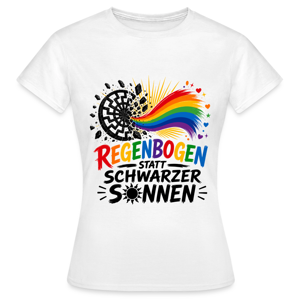 Weißes Frauen T-Shirt Regenbogen statt schwarzer Sonnen Shirt - Weiß