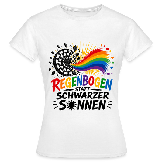 Weißes Frauen T-Shirt Regenbogen statt schwarzer Sonnen Shirt - Weiß