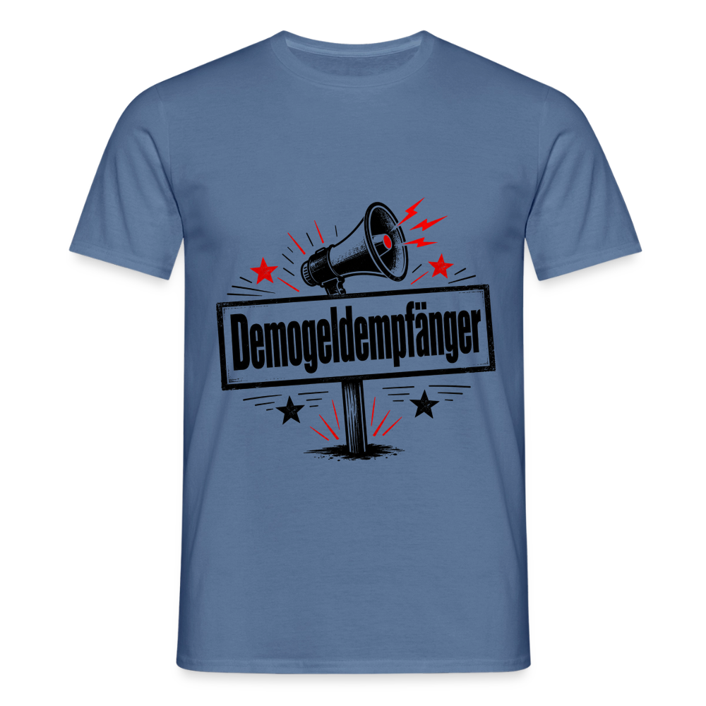 Herren Demogeldempfänger T-Shirt - Satirisches Demo Shirt, politisches Statement Shirt, Protest Shirt - Taubenblau 