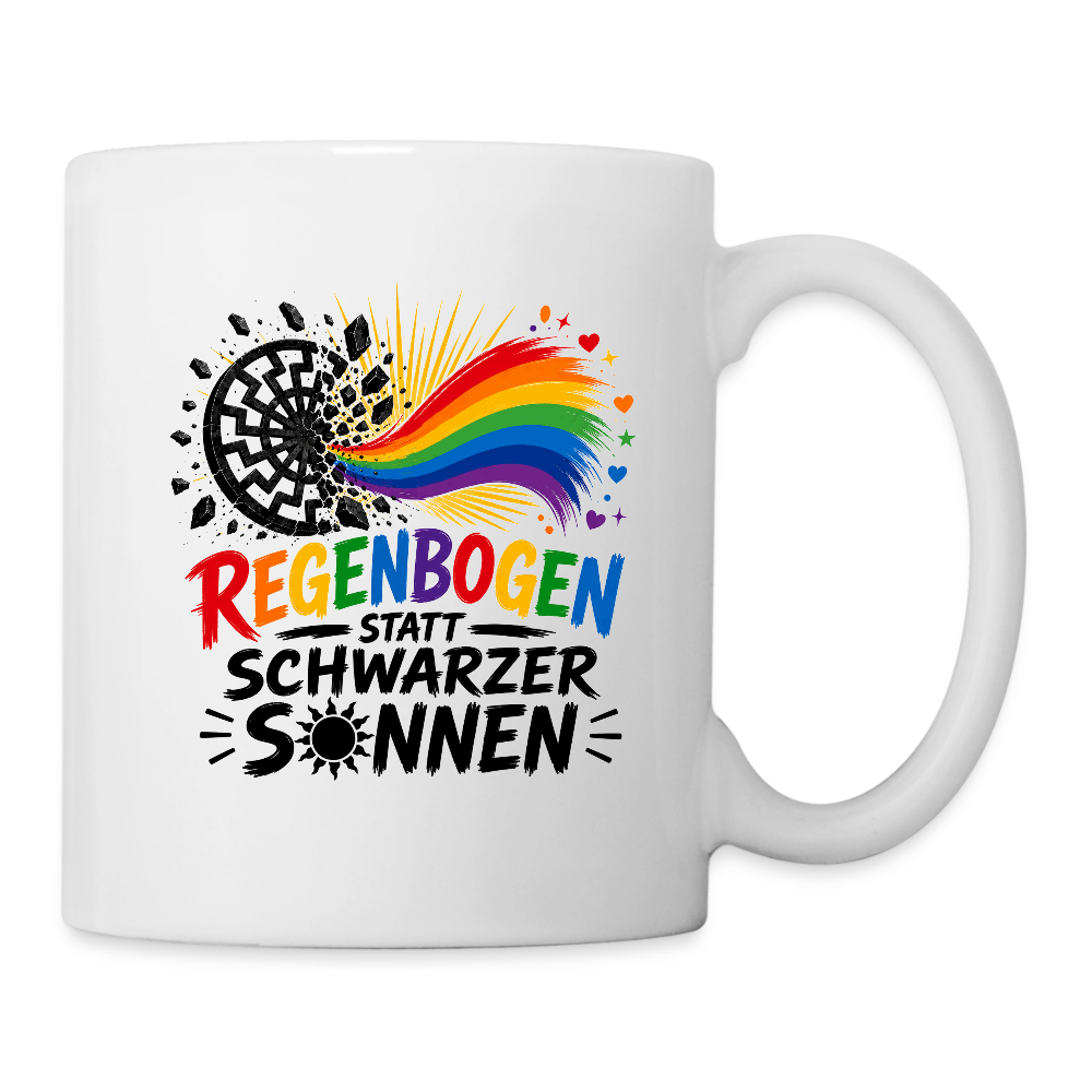 Tasse - Regenbogen statt schwarzer Sonnen - beidseitig bedruckt - Weiß