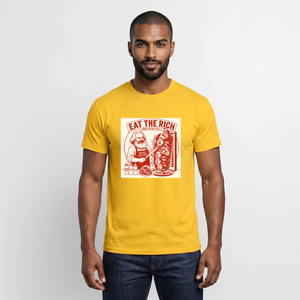 Männer T-Shirt Eat The Rich Döner T-Shirt - Karl Marx Satire - Gelb
