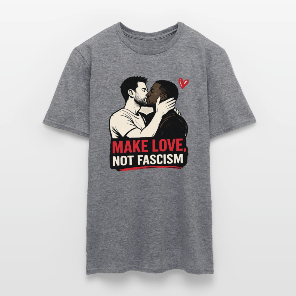 Herren Make Love Not Fascism T-Shirt - LGBTQ Pride & Gegen Rechts Statement Shirt - Graphit meliert