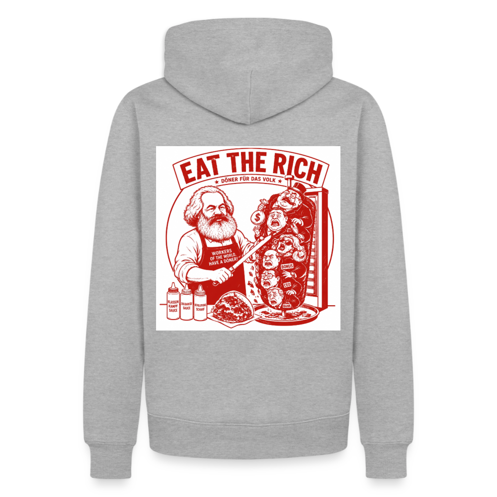 Männer Premium Hoodie Eat The Rich Hoodie - Karl Marx Döner Satire im roten Retro-Look - Grau meliert