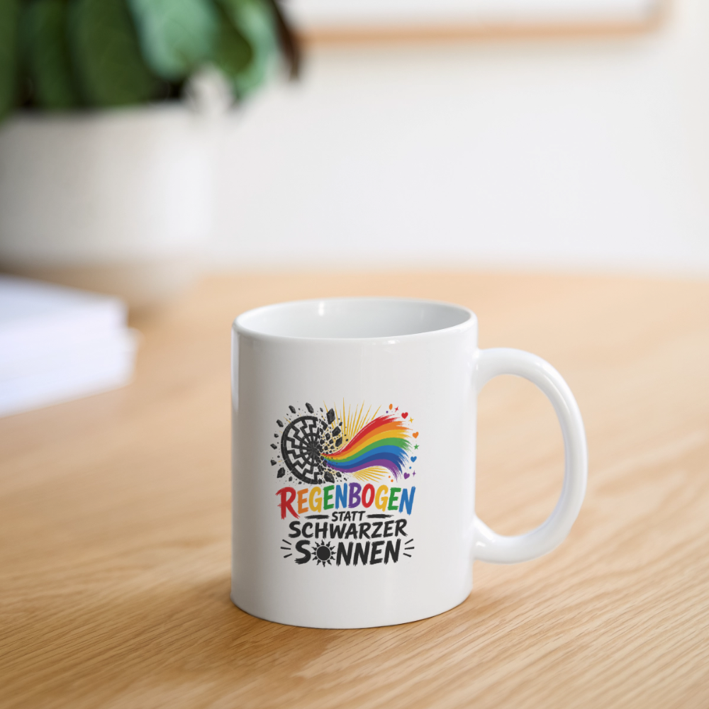 Tasse - Regenbogen statt schwarzer Sonnen - beidseitig bedruckt - Weiß