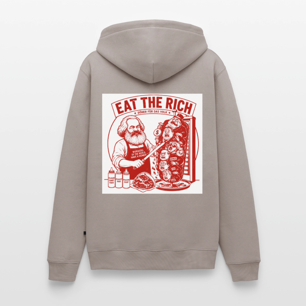 Männer Premium Hoodie Eat The Rich Hoodie - Karl Marx Döner Satire im roten Retro-Look - Taupe