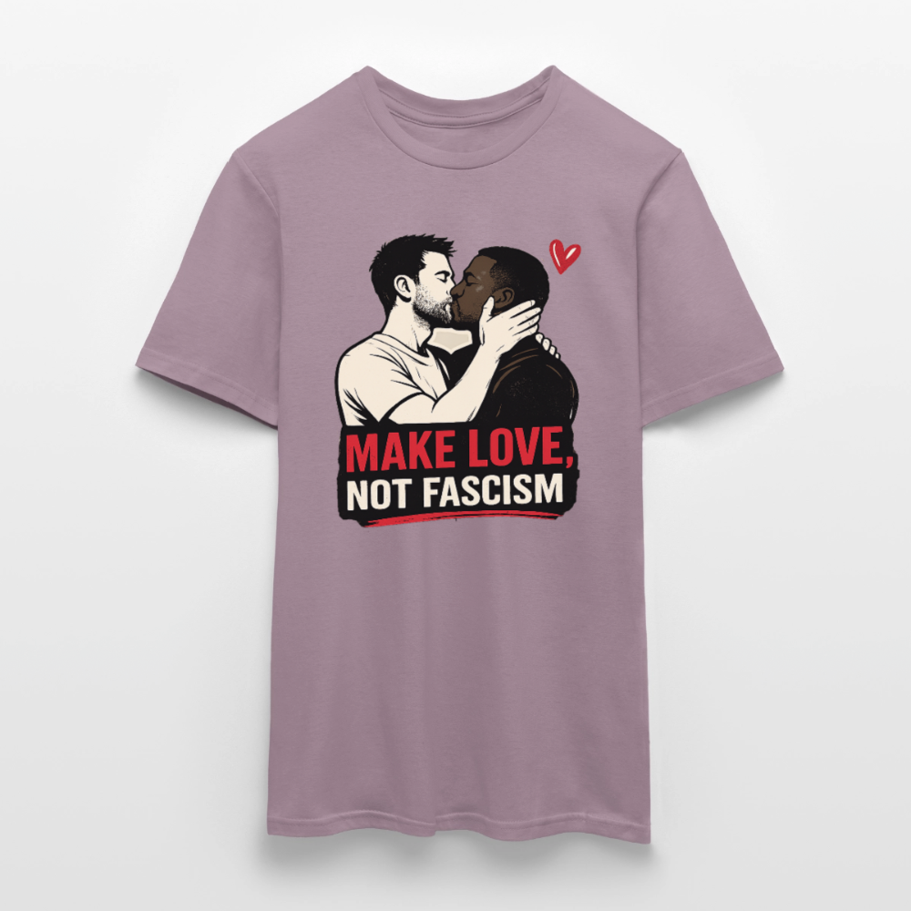 Herren Make Love Not Fascism T-Shirt - LGBTQ Pride & Gegen Rechts Statement Shirt - Lilagrau 