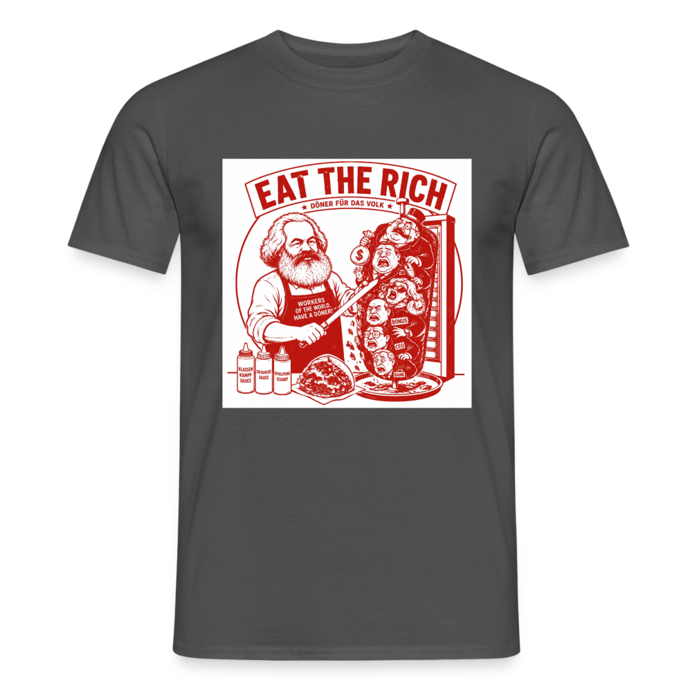 Männer T-Shirt Eat The Rich Döner T-Shirt - Karl Marx Satire - Anthrazit