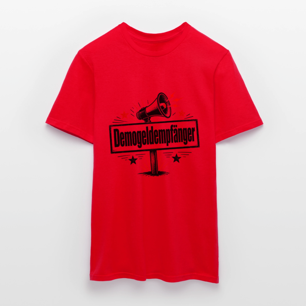 Herren Demogeldempfänger T-Shirt - Satirisches Demo Shirt, politisches Statement Shirt, Protest Shirt - Rot