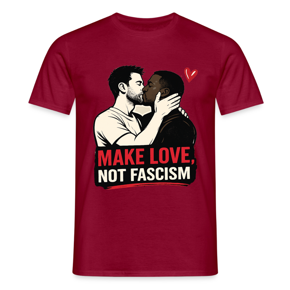 Herren Make Love Not Fascism T-Shirt - LGBTQ Pride & Gegen Rechts Statement Shirt - Ziegelrot