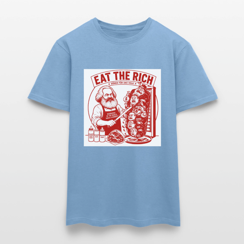 Männer T-Shirt Eat The Rich Döner T-Shirt - Karl Marx Satire - Carolina Blue