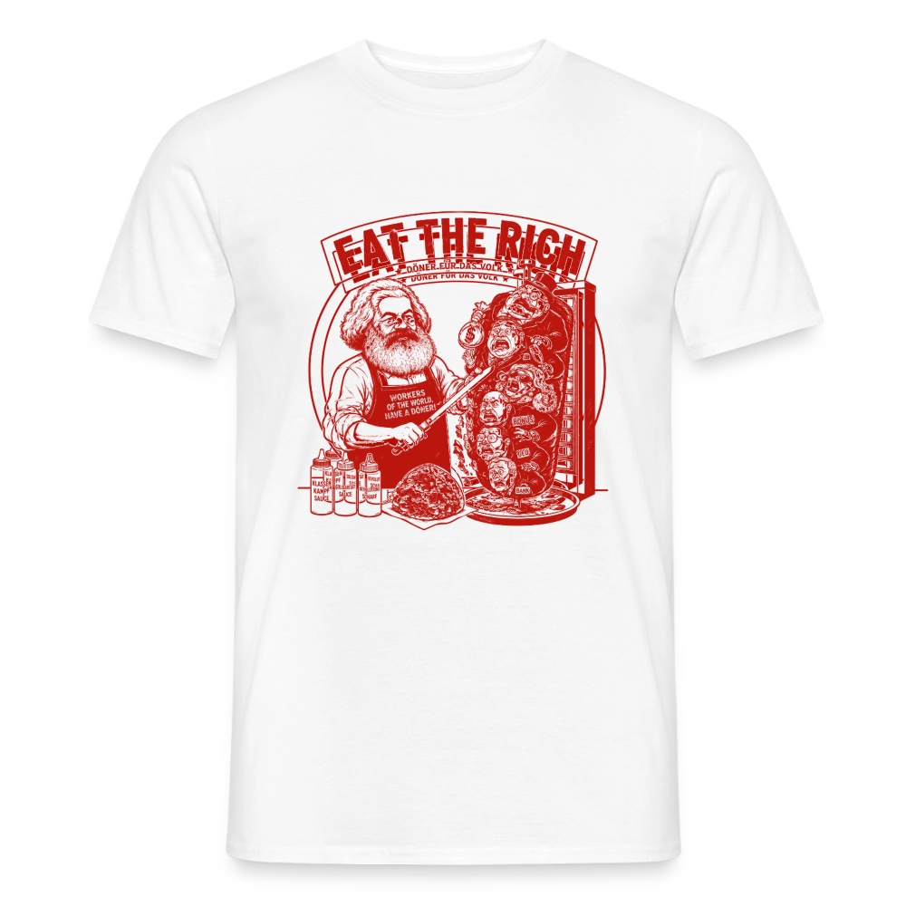 Männer T-Shirt Eat The Rich Döner T-Shirt - Karl Marx Satire - Weiß