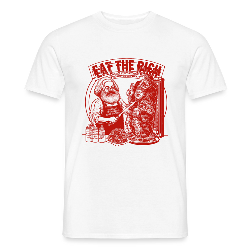 Männer T-Shirt Eat The Rich Döner T-Shirt - Karl Marx Satire - Weiß