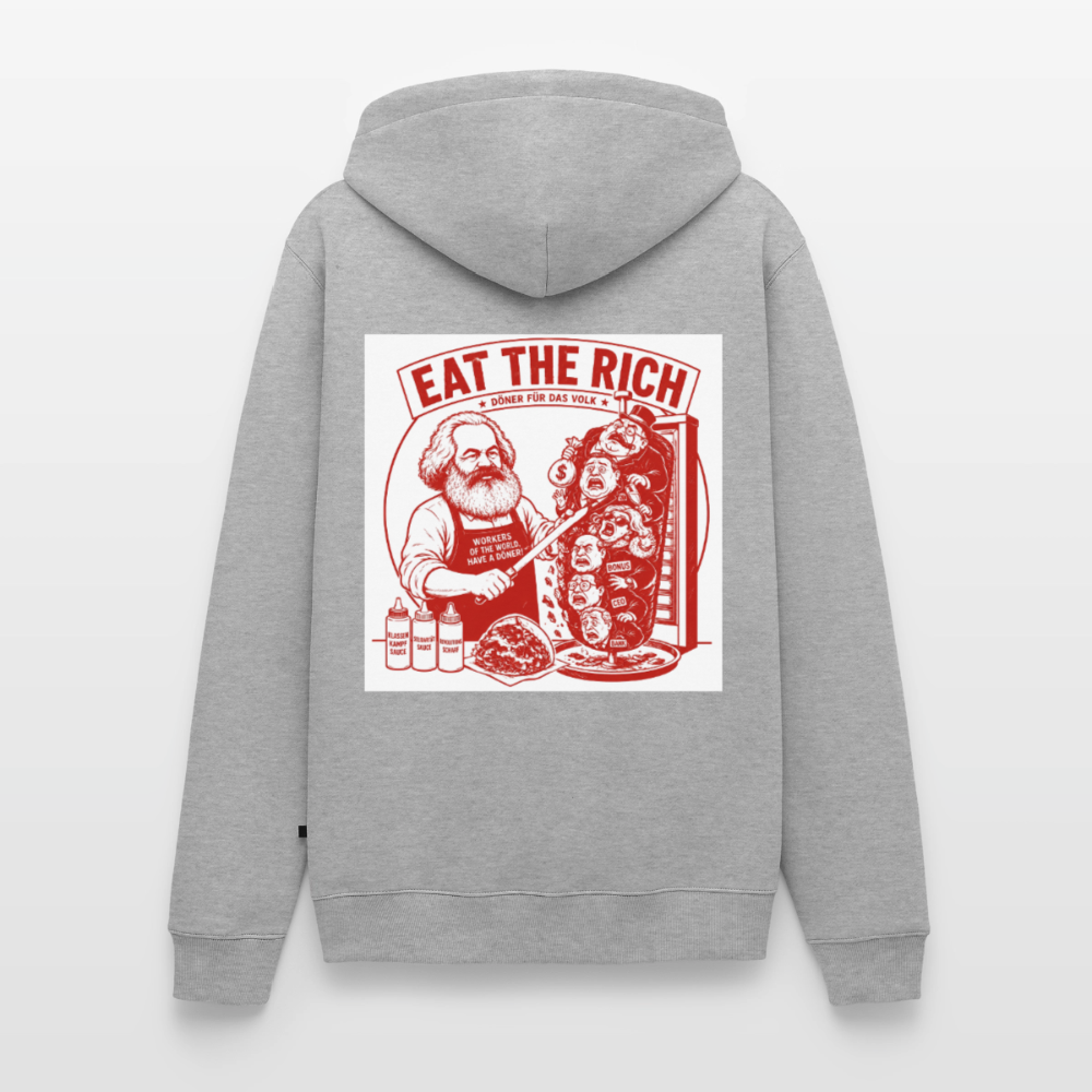 Männer Premium Hoodie Eat The Rich Hoodie - Karl Marx Döner Satire im roten Retro-Look - Grau meliert