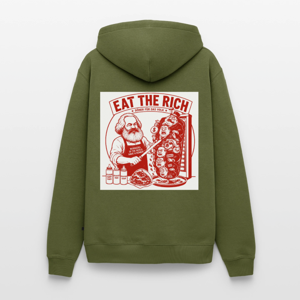 Männer Premium Hoodie Eat The Rich Hoodie - Karl Marx Döner Satire im roten Retro-Look - Khaki