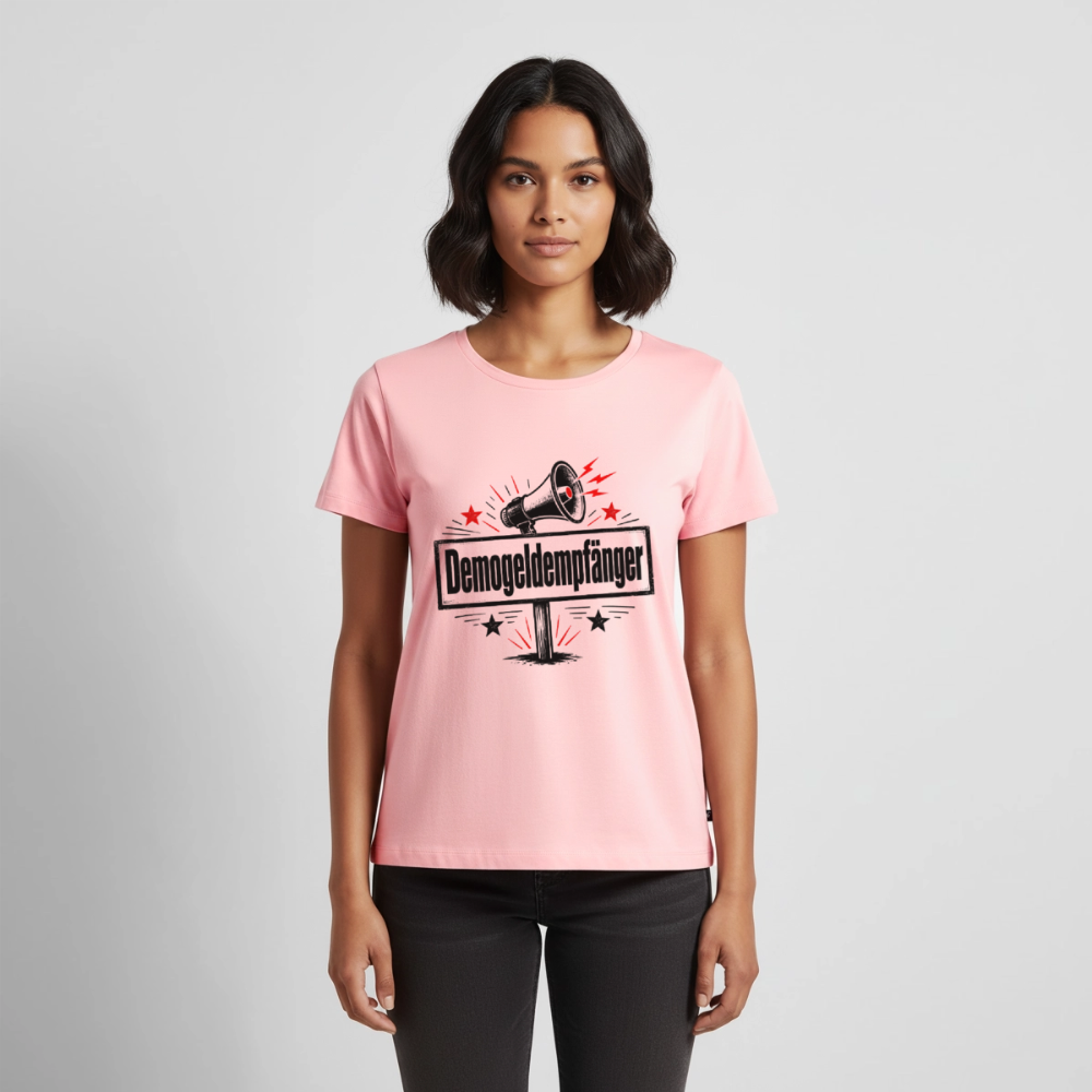 Frauen Demogeldempfänger T-Shirt - Satirisches Demo Shirt, politisches Statement Shirt, Protest Shirt  Premium T-Shirt - Rosa