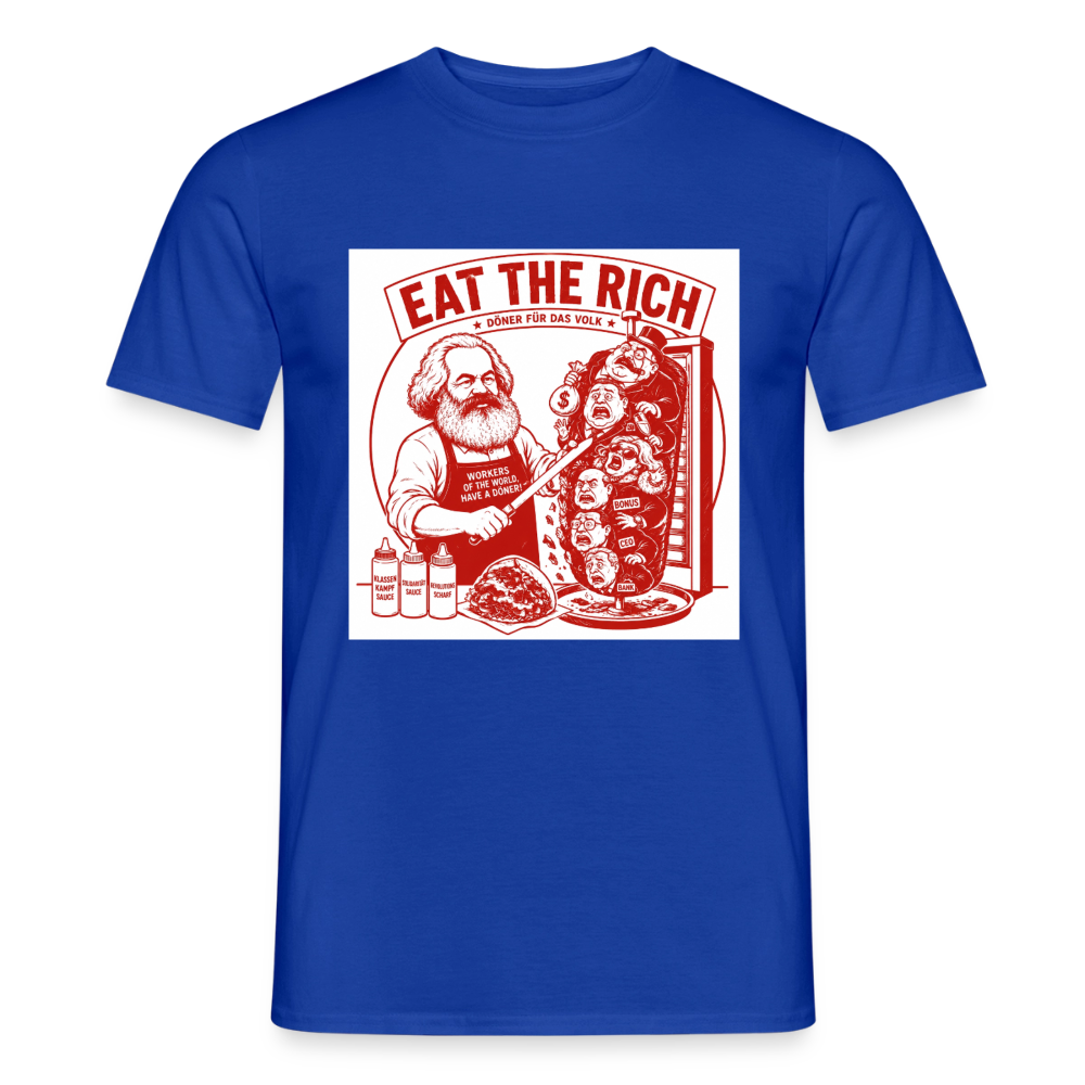 Männer T-Shirt Eat The Rich Döner T-Shirt - Karl Marx Satire - Dunkelblau