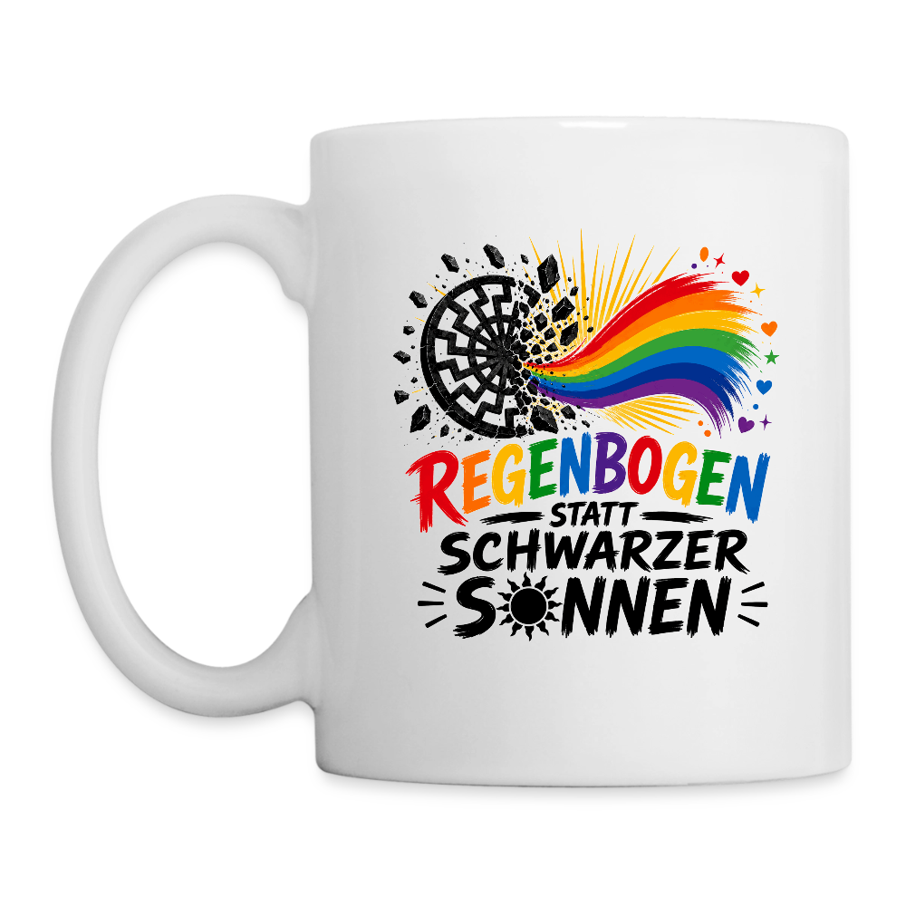 Tasse - Regenbogen statt schwarzer Sonnen - beidseitig bedruckt - Weiß