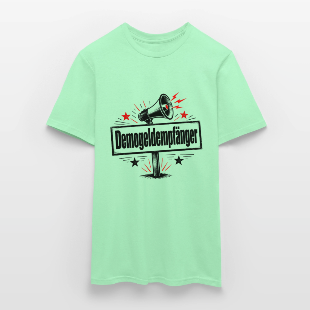 Herren Demogeldempfänger T-Shirt - Satirisches Demo Shirt, politisches Statement Shirt, Protest Shirt - Mintgrün