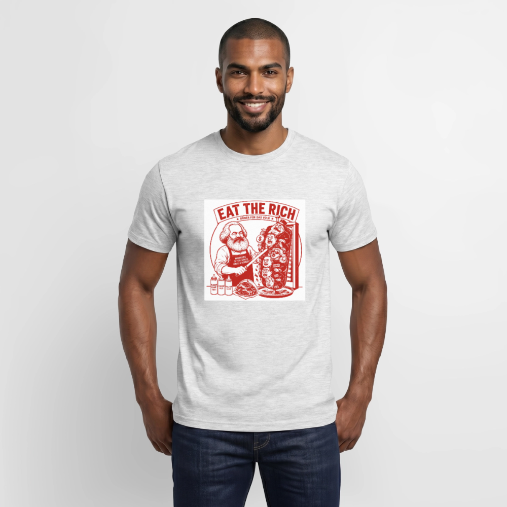 Männer T-Shirt Eat The Rich Döner T-Shirt - Karl Marx Satire - Grau meliert