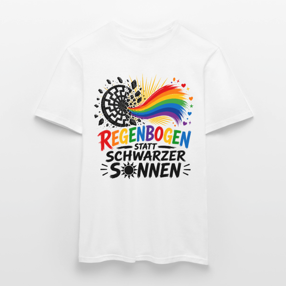 Regenbogen statt schwarzer Sonnen Shirt - Statement gegen Rechtsextremismus - Weiß