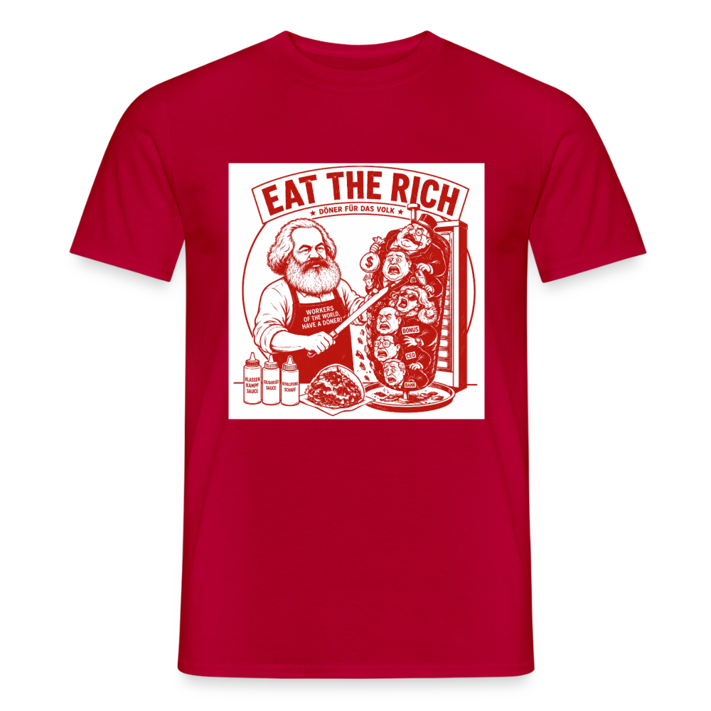 Männer T-Shirt Eat The Rich Döner T-Shirt - Karl Marx Satire - Rot
