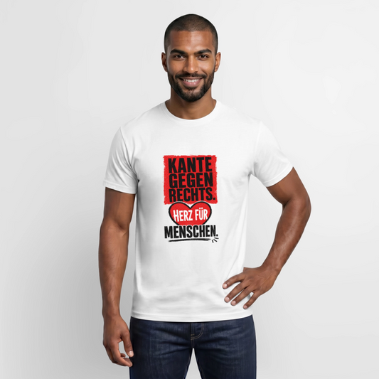 Kante gegen Rechts. Herz für Menschen - Männer T-Shirt weiss - Weiß