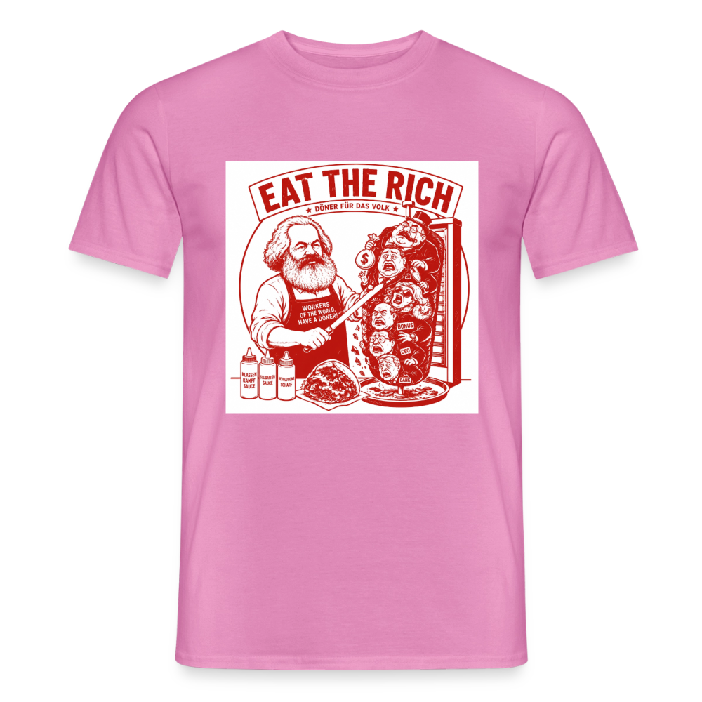 Männer T-Shirt Eat The Rich Döner T-Shirt - Karl Marx Satire - Pink
