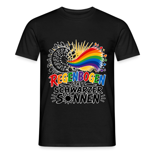 Schwarzes Männer T-Shirt Regenbogen statt schwarzer Sonnen - Schwarz