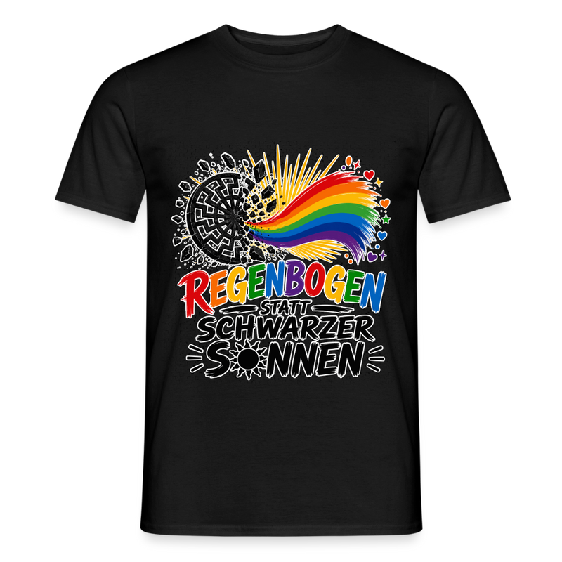 Schwarzes Männer T-Shirt Regenbogen statt schwarzer Sonnen - Schwarz