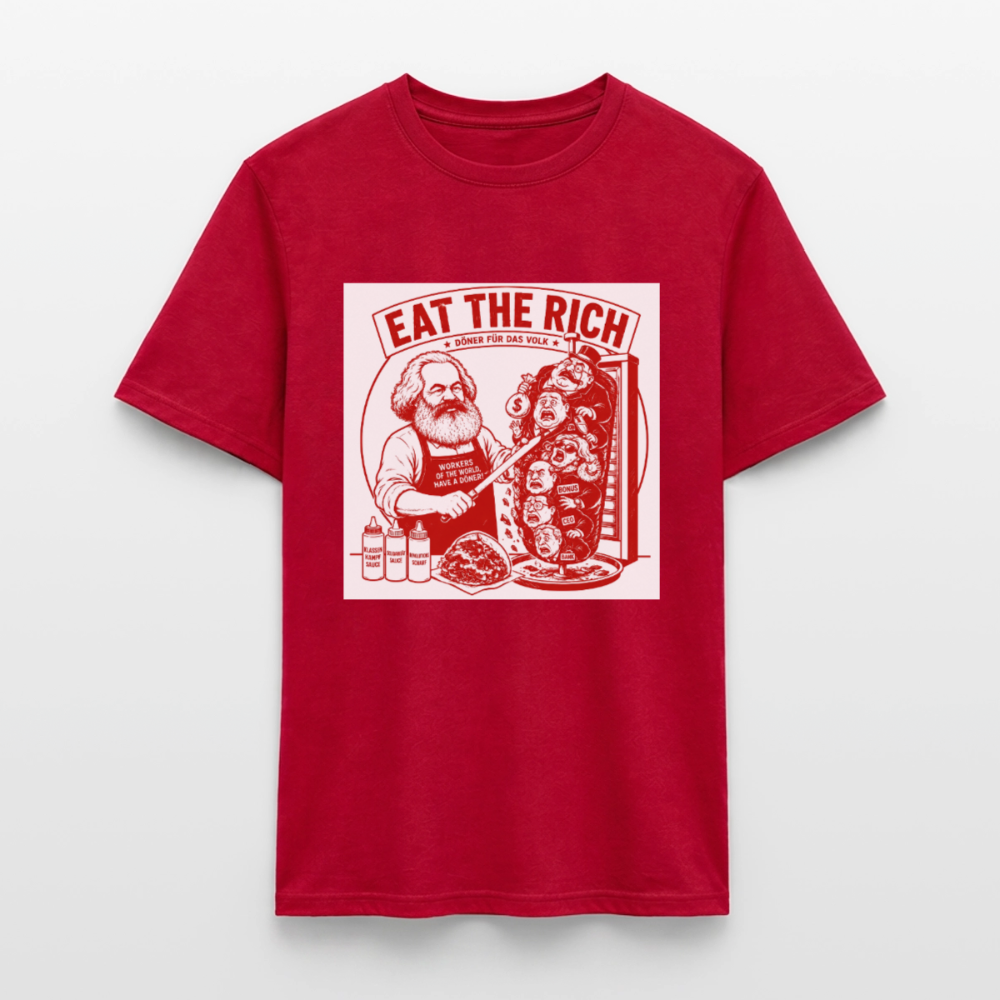 Männer T-Shirt Eat The Rich Döner T-Shirt - Karl Marx Satire - Rot