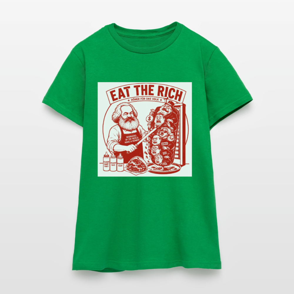 Frauen T-Shirt Eat The Rich Döner T-Shirt - Karl Marx Satire - Kelly Green