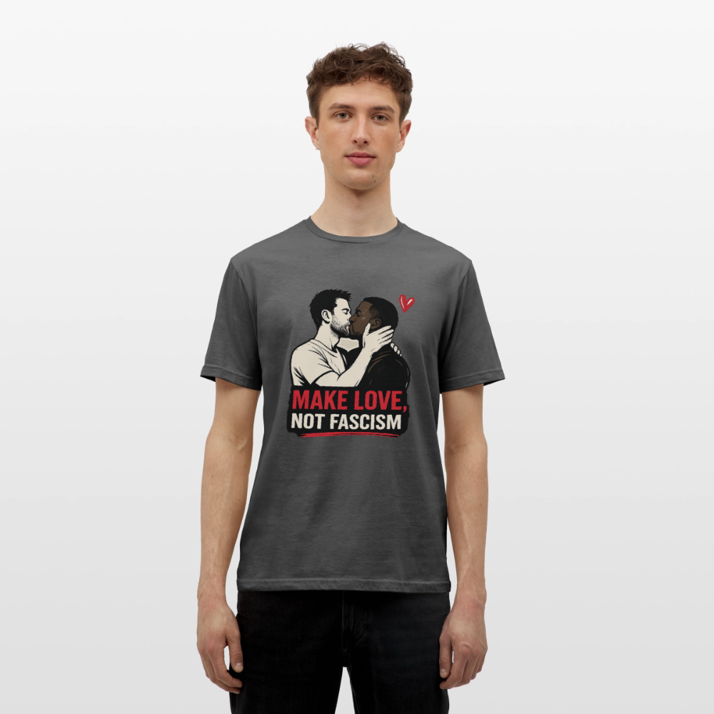Herren Make Love Not Fascism T-Shirt - LGBTQ Pride & Gegen Rechts Statement Shirt - Anthrazit