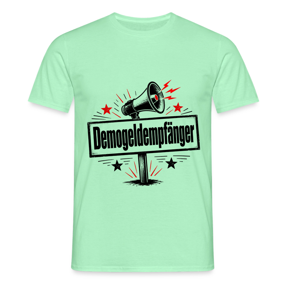 Herren Demogeldempfänger T-Shirt - Satirisches Demo Shirt, politisches Statement Shirt, Protest Shirt - Mintgrün