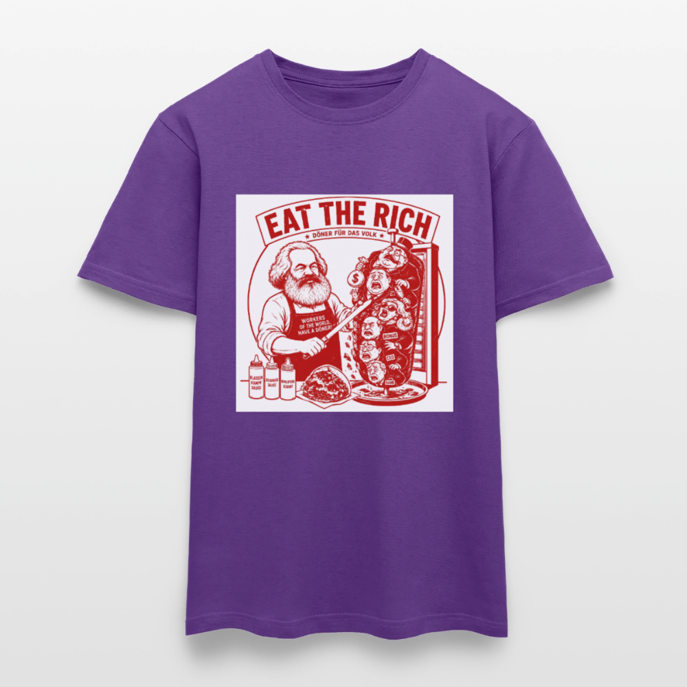 Männer T-Shirt Eat The Rich Döner T-Shirt - Karl Marx Satire - Lila