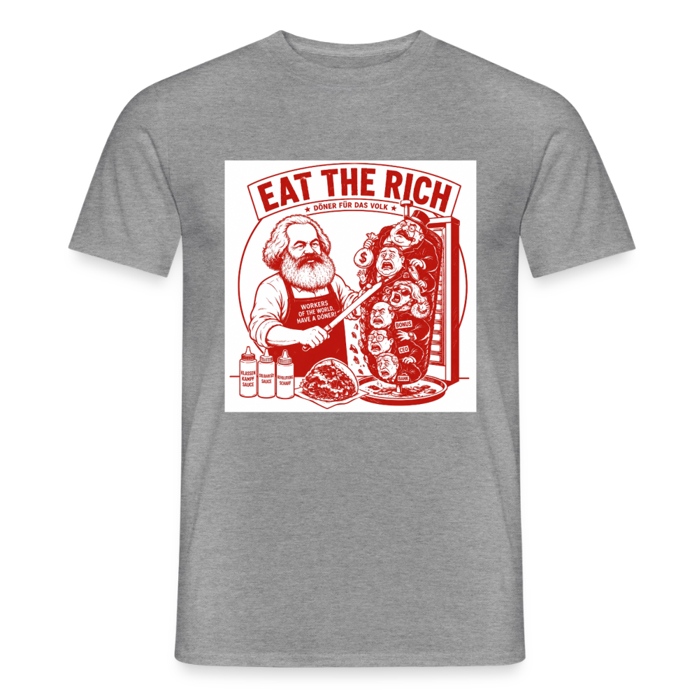 Männer T-Shirt Eat The Rich Döner T-Shirt - Karl Marx Satire - Graphit meliert