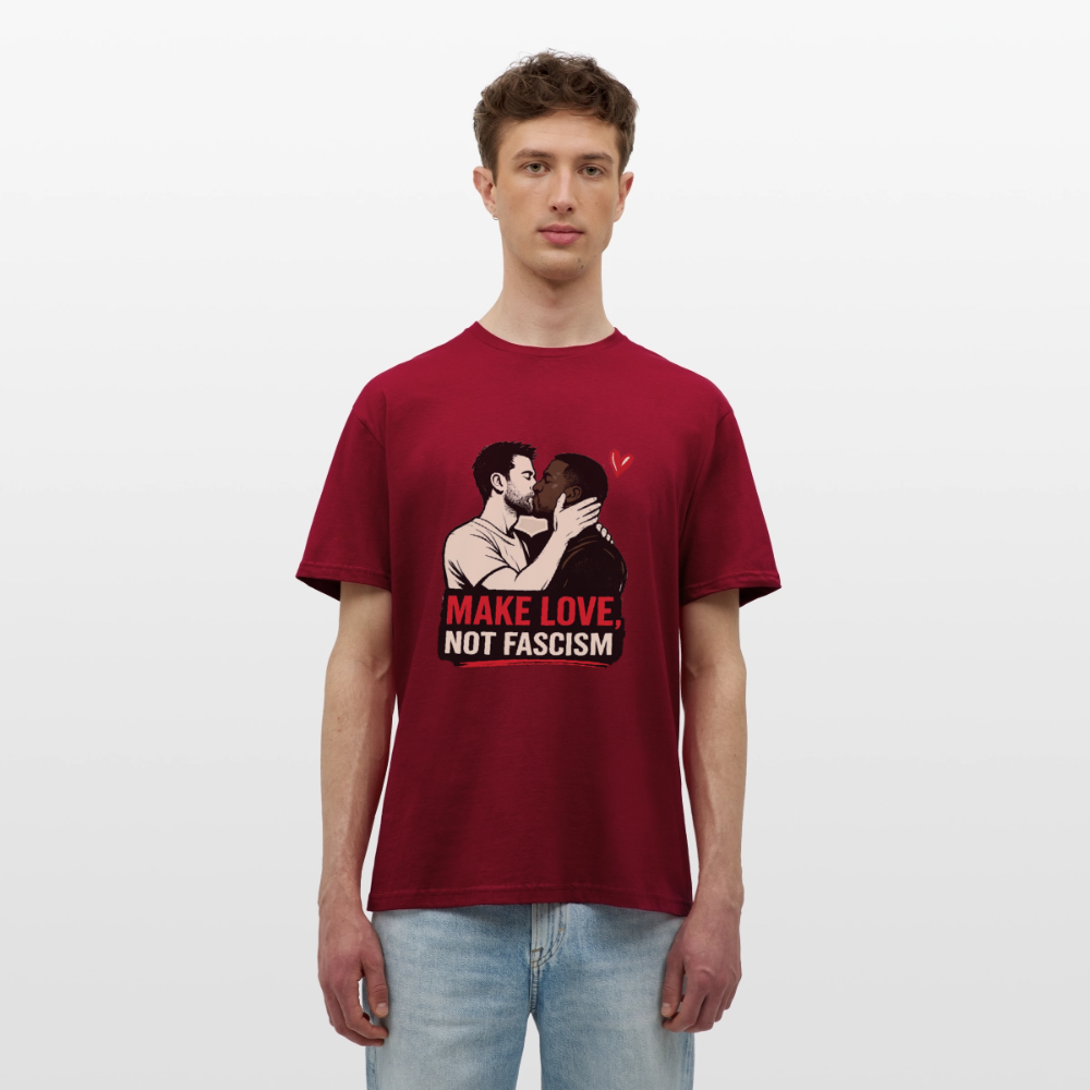 Herren Make Love Not Fascism T-Shirt - LGBTQ Pride & Gegen Rechts Statement Shirt - Ziegelrot