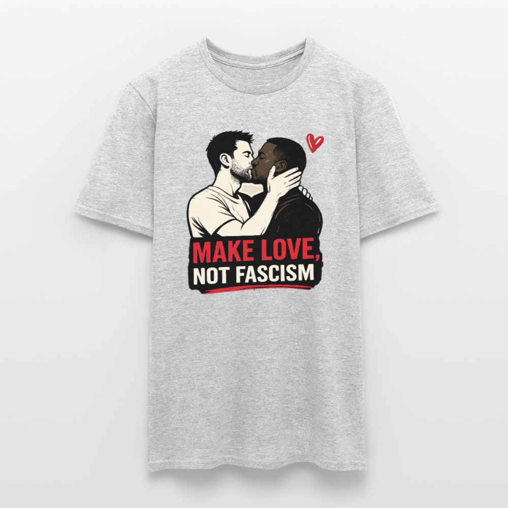 Herren Make Love Not Fascism T-Shirt - LGBTQ Pride & Gegen Rechts Statement Shirt - Grau meliert