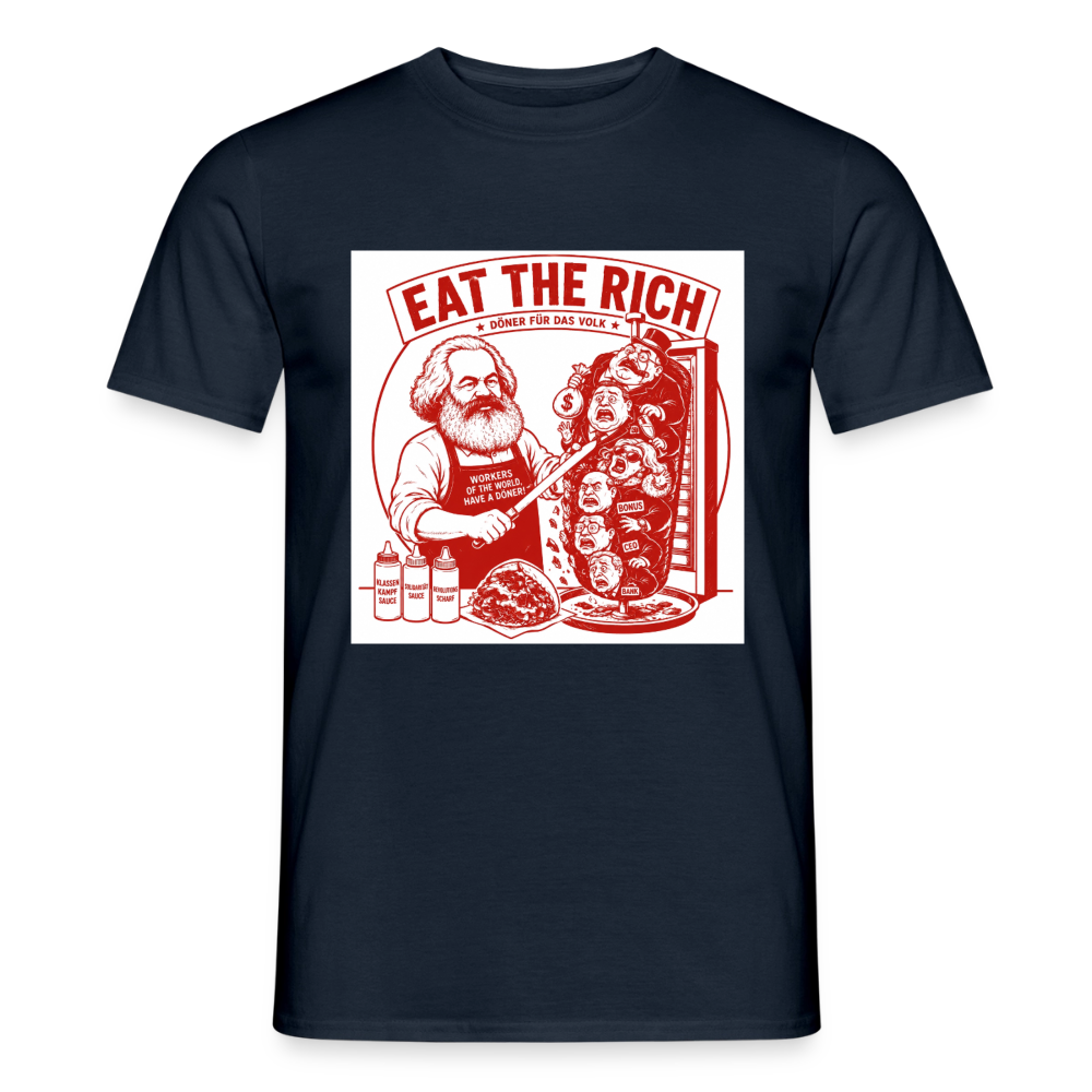 Männer T-Shirt Eat The Rich Döner T-Shirt - Karl Marx Satire - Navy