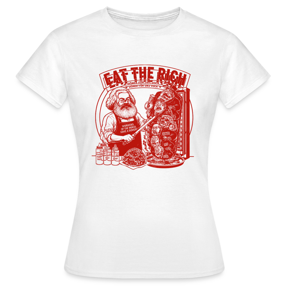 Frauen T-Shirt Eat The Rich Döner T-Shirt - Karl Marx Satire - Weiß