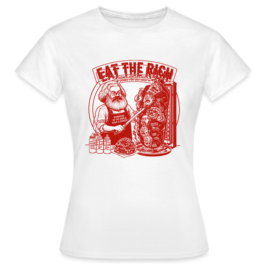 Frauen T-Shirt Eat The Rich Döner T-Shirt - Karl Marx Satire - Weiß