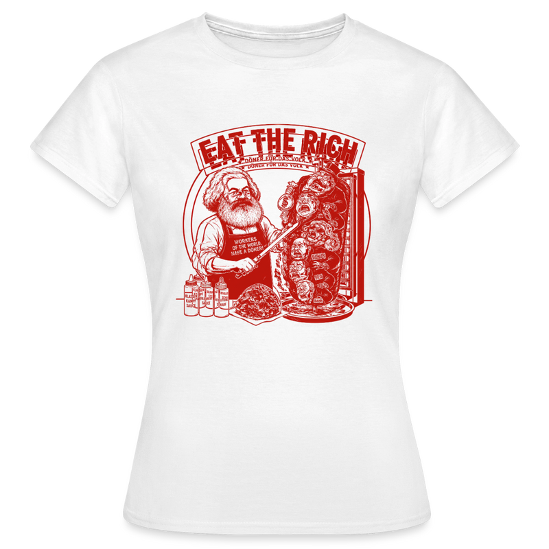 Frauen T-Shirt Eat The Rich Döner T-Shirt - Karl Marx Satire - Weiß
