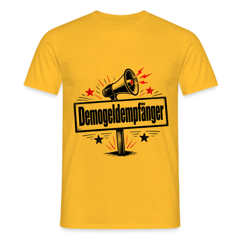 Herren Demogeldempfänger T-Shirt - Satirisches Demo Shirt, politisches Statement Shirt, Protest Shirt - Gelb