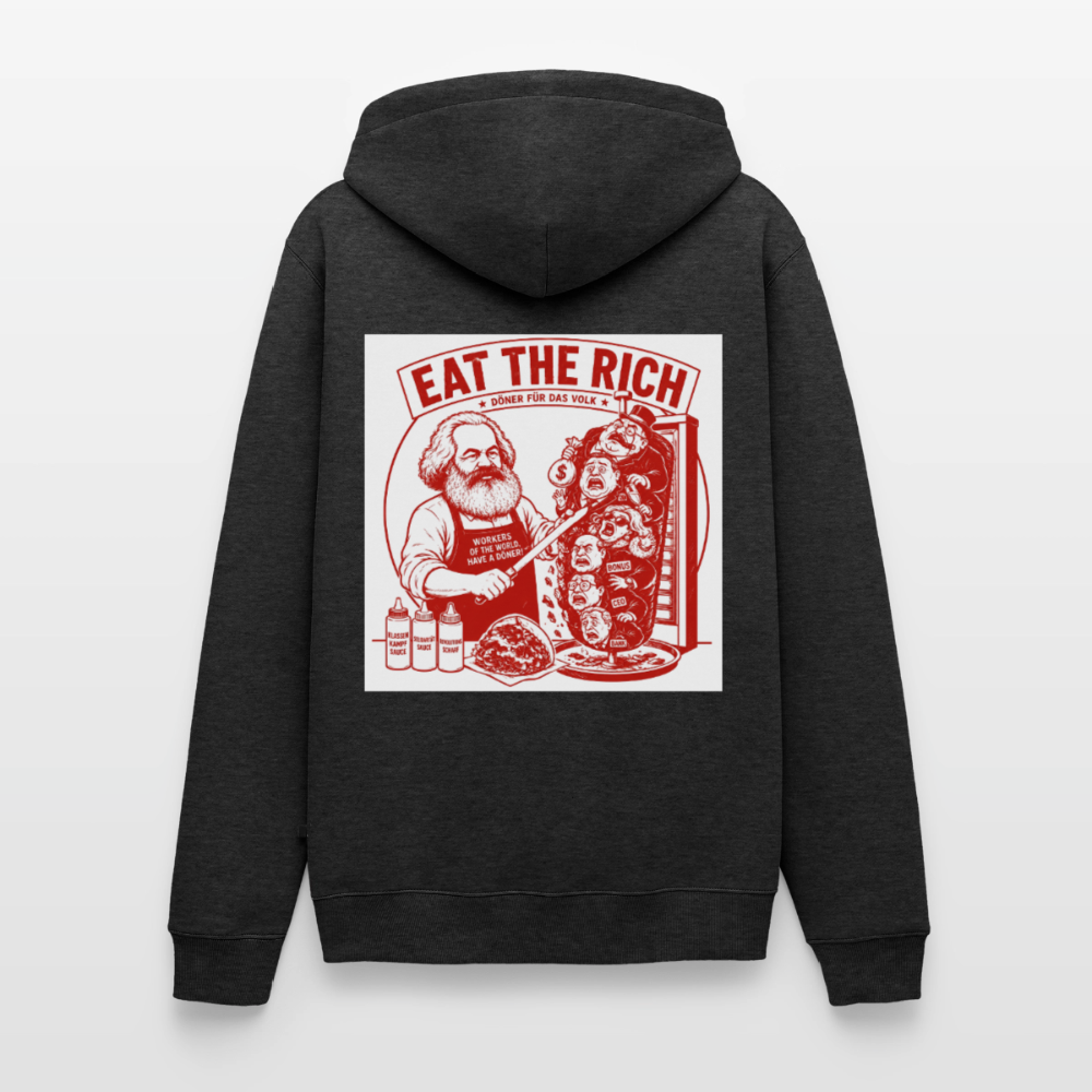 Männer Premium Hoodie Eat The Rich Hoodie - Karl Marx Döner Satire im roten Retro-Look - Anthrazit meliert