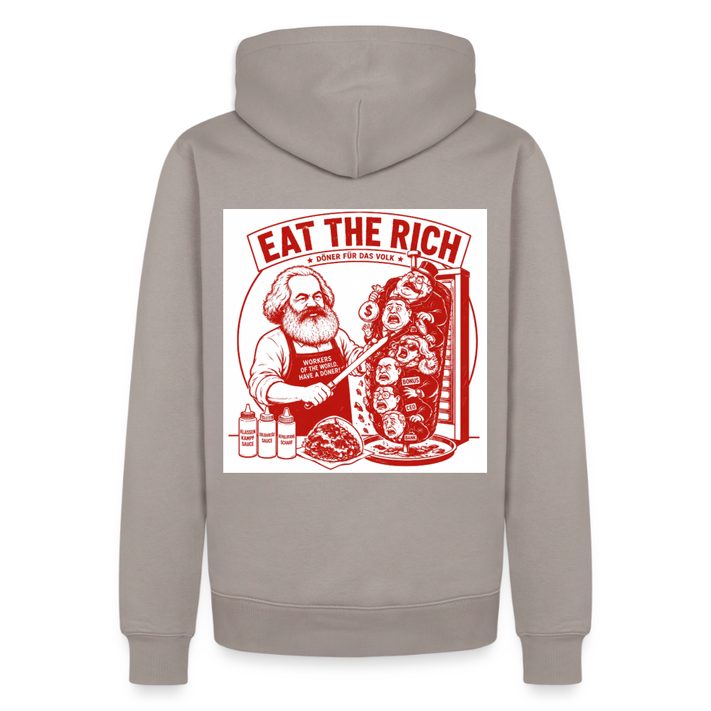 Männer Premium Hoodie Eat The Rich Hoodie - Karl Marx Döner Satire im roten Retro-Look - Taupe