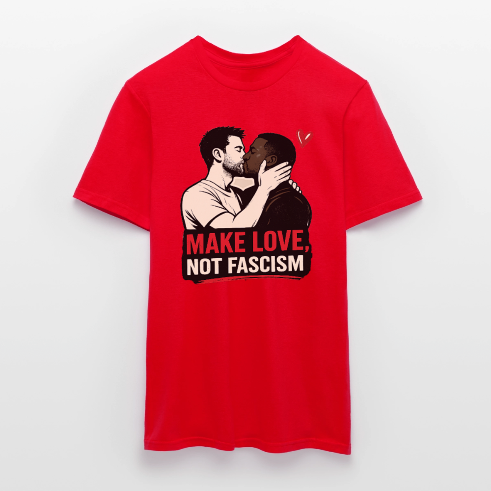Herren Make Love Not Fascism T-Shirt - LGBTQ Pride & Gegen Rechts Statement Shirt - Rot