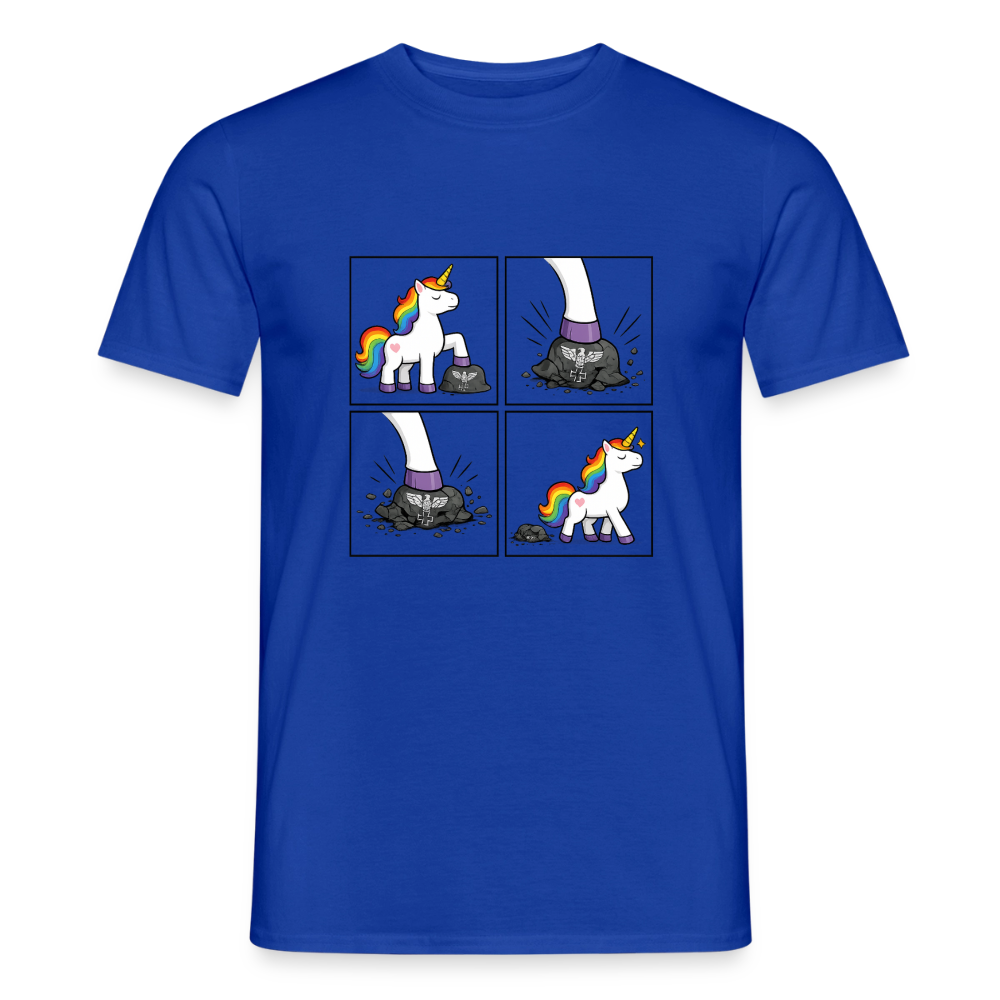 Männer T-Shirt Rainbow Unicorn Comic T-Shirt – Minimalistisches Statement Shirt mit Regenbogen Einhorn - Dunkelblau