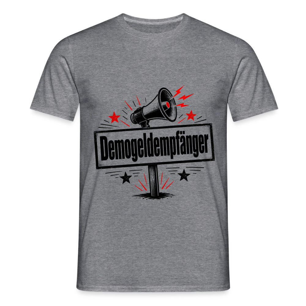 Herren Demogeldempfänger T-Shirt - Satirisches Demo Shirt, politisches Statement Shirt, Protest Shirt - Graphit meliert